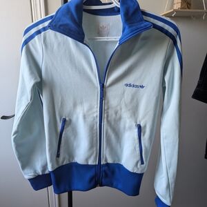 Vintage Adidas Blue and White Track Jacket